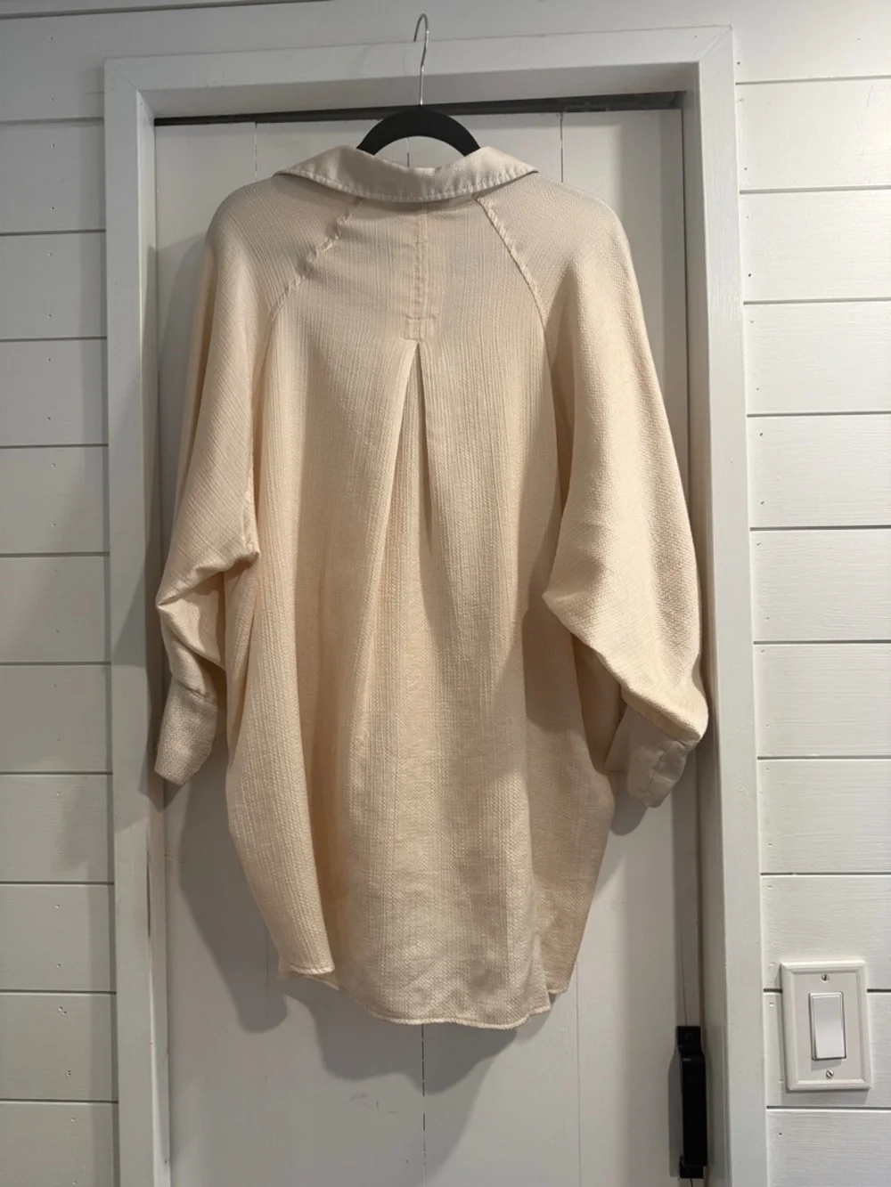 Topshop Cream Textured Button-Front Tunic - Picture 3 of 3